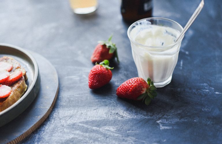 sweet yogurt and strawberries 